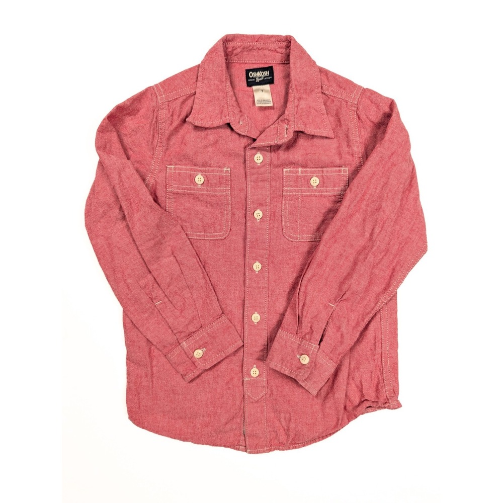 OshKosh B'Gosh Original Salmon Button Long Sleeve Shirt Boy's Size 7